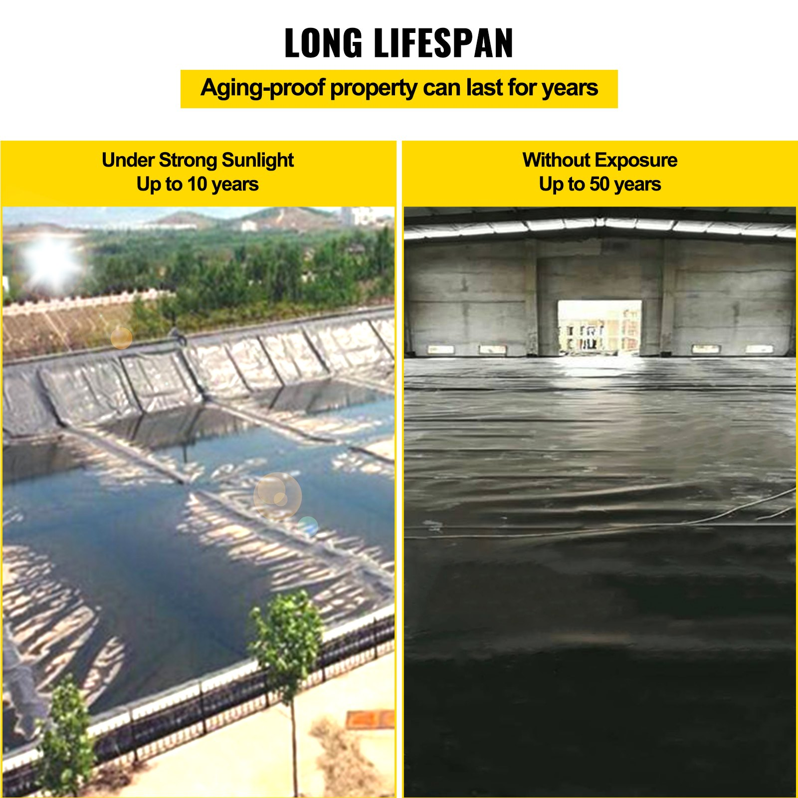 VEVOR LLDPE Pond Liner 6 x 7.6 m, Pond Liner 20 Mil, Fish Pond Liners for Waterfall, Pond and Fish Ponds