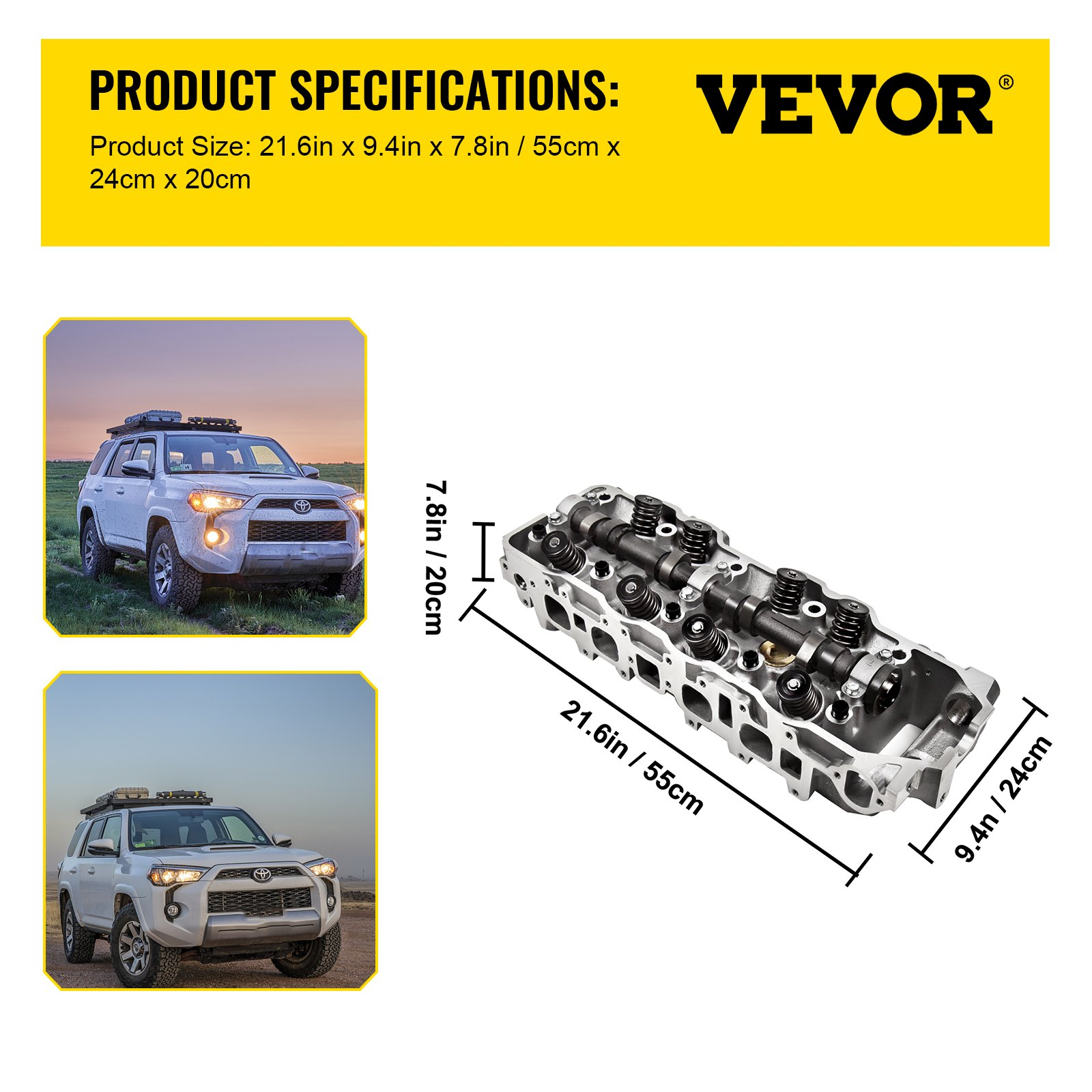 VEVOR Cylinder Head Fit For Toyota 4 Runner 185-95 Fit Toyota Pickup 85-95 2.4L
