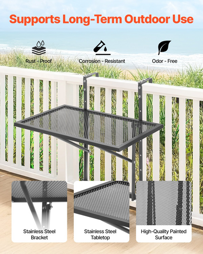 VEVOR Balcony Hanging Table 19 x 24 in Metal Patio Railing Table Adjustable