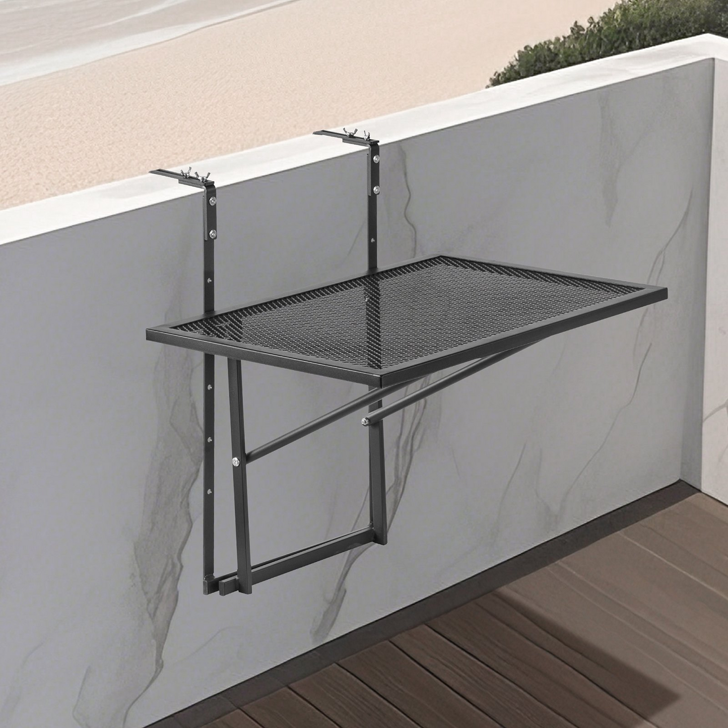 VEVOR Balcony Hanging Table 19 x 24 in Metal Patio Railing Table Adjustable