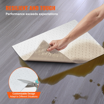 VEVOR Spill Absorbent Pads, Oil Absorbing Mat Absorbs up 75.7 L, 380 x 500 mm Polypropylene Absorbent Pad for Oil Only, Oil Spill Mats Pack of 100