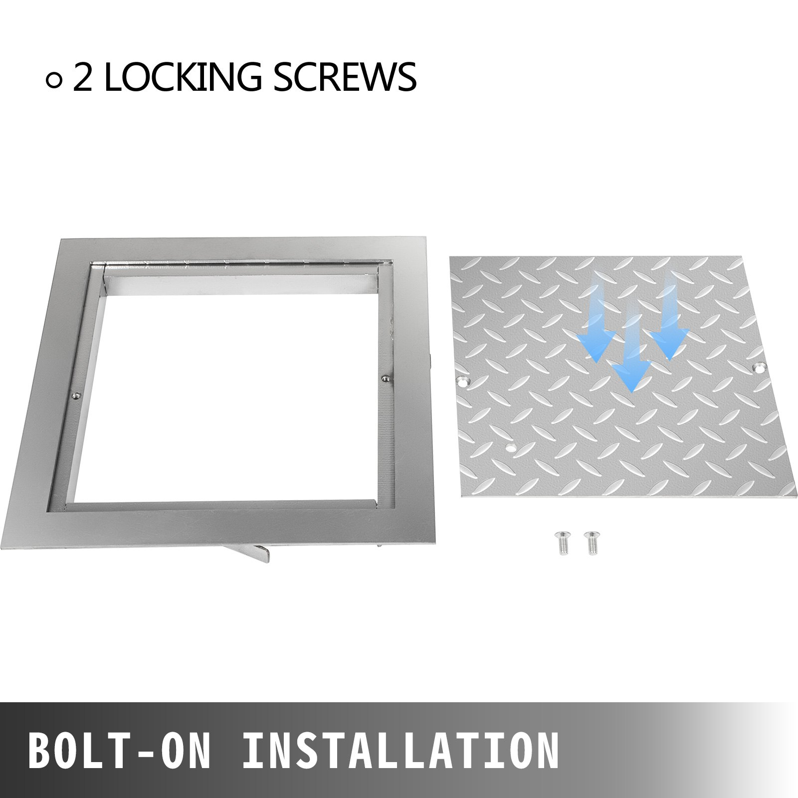 VEVOR Recessed Manhole Cover Covers 50x50 cm Clear Opening, Galvanized Steel Drain Cover Overall Size 57x57 cm, Sealed Square Manhole Covers and Frames Steel Man Hole Cover Lids for Boats and Ships