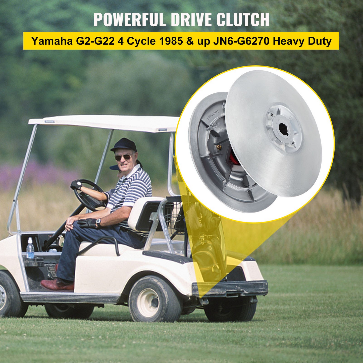 VEVOR Golf Cart Secondary Driven Power Clutch Kit Metal Surface Drive Clutch 1985-2007 Driven Clutch Kit Compatible with Yamaha Low End G2-G28 Golf Cart (with Spring)