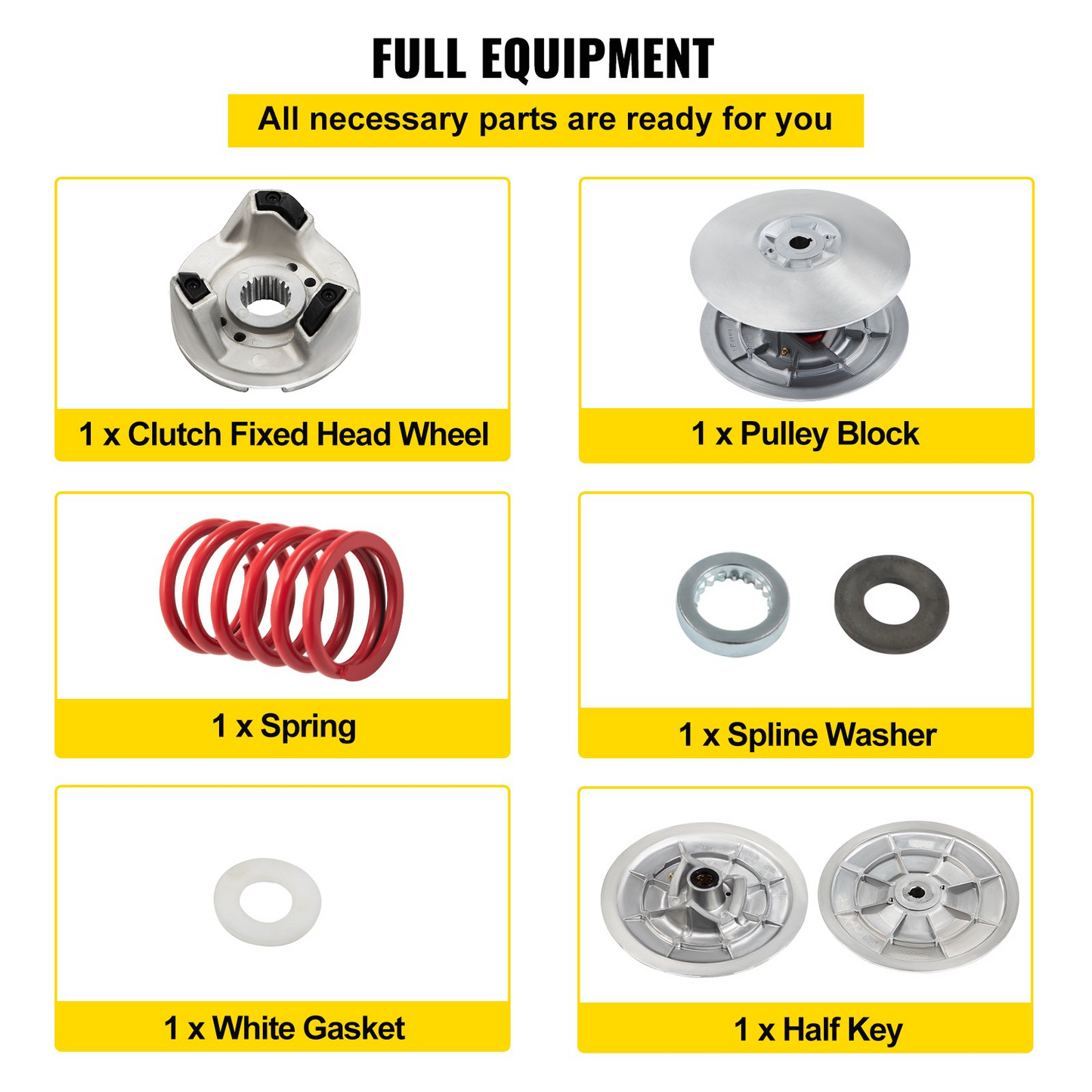 VEVOR Golf Cart Secondary Driven Power Clutch Kit Metal Surface Drive Clutch 1985-2007 Driven Clutch Kit Compatible with Yamaha Low End G2-G28 Golf Cart (with Spring)