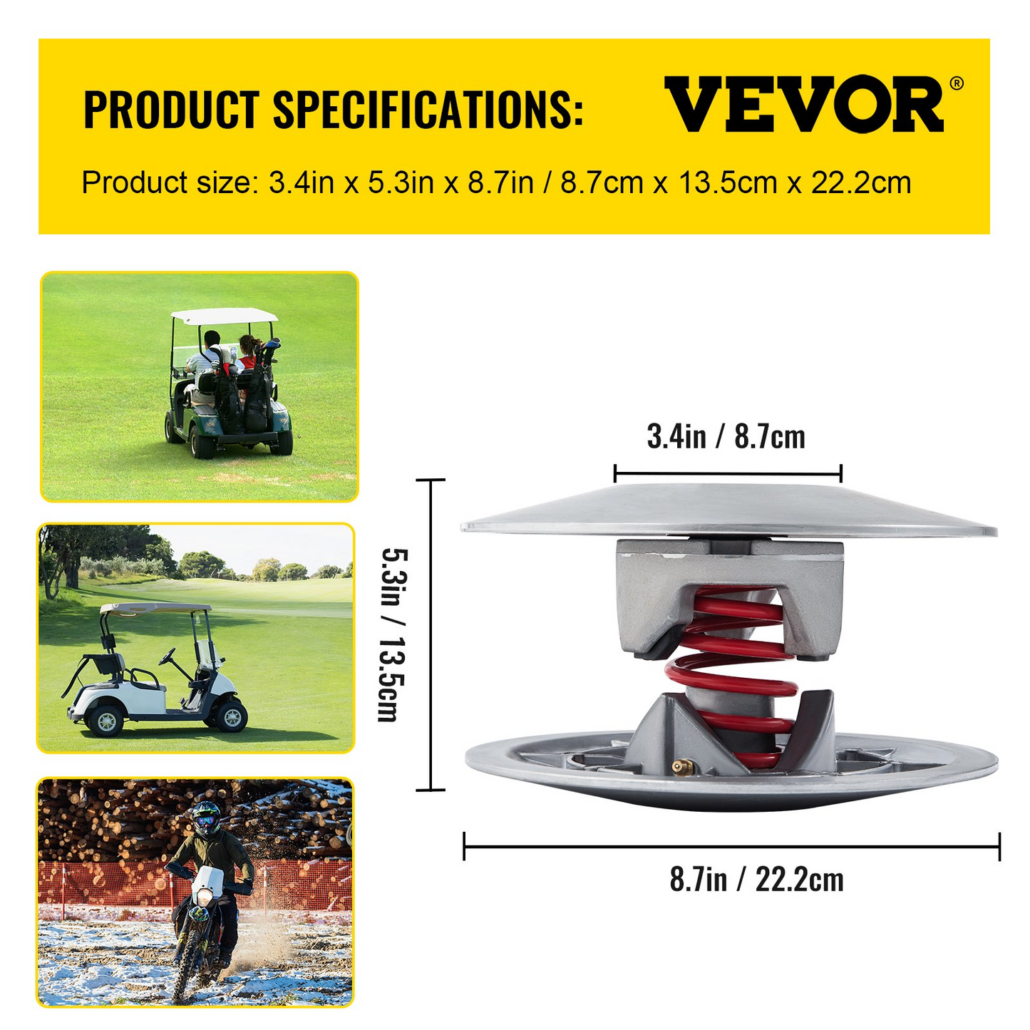 VEVOR Golf Cart Secondary Driven Power Clutch Kit Metal Surface Drive Clutch 1985-2007 Driven Clutch Kit Compatible with Yamaha Low End G2-G28 Golf Cart (with Spring)
