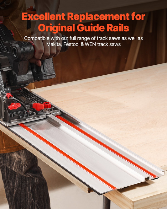 VEVOR Track Saw Guide Rail 110 in 3 Connectors Fit Makita Festool WEN Track Saws