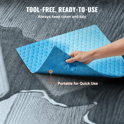 VEVOR Spill Absorbent Pads, Water Absorbing Mat Pad in Dispenser Box, 22.7L Capacity, 380 x 480 mm Polypropylene Absorbent Pad for Water, 30 pcs per Box