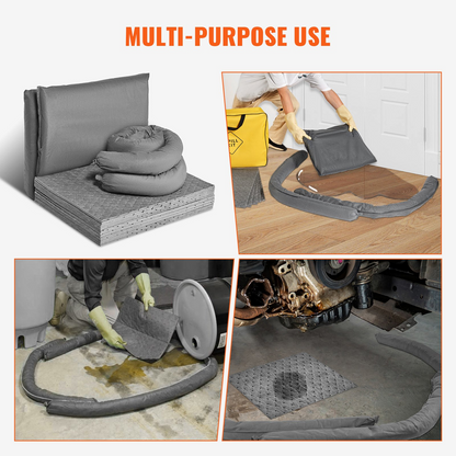 VEVOR Universal Spill Kit Spill Control Supplies Sorbent Pads Socks and Pillows