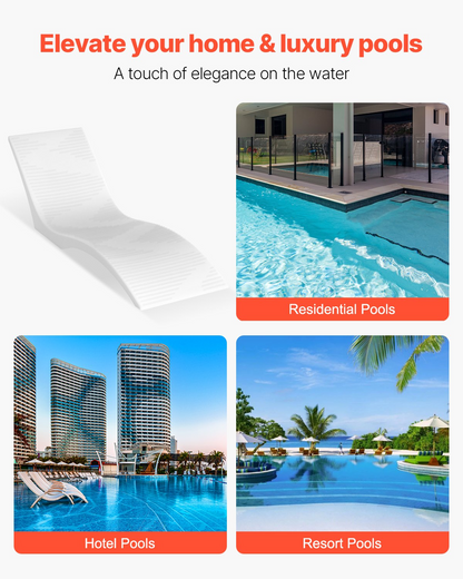 VEVOR In-Pool Lounge Chairs 2 Pcs Chaise Lounger Inside Pool Sun Shelf Lounger