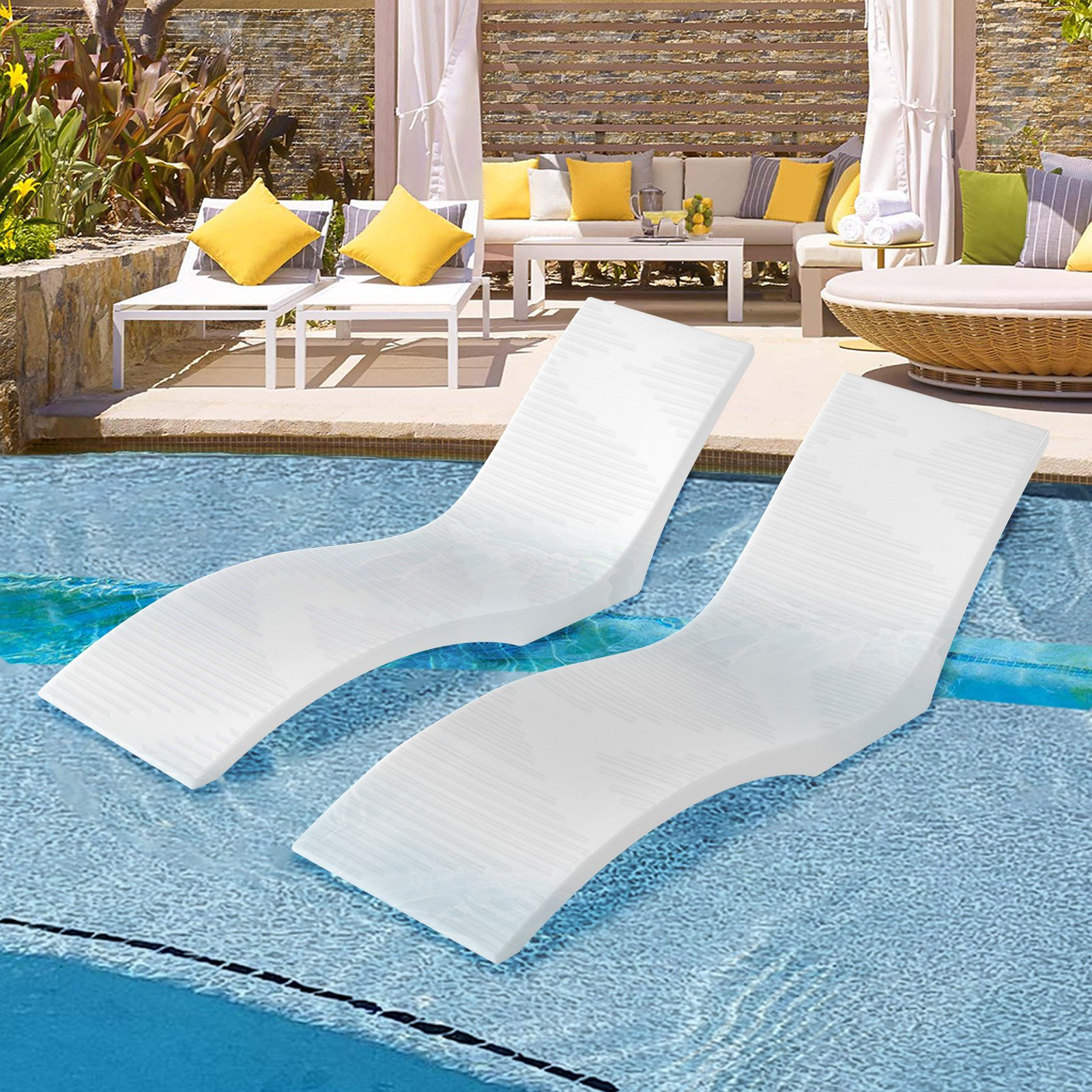 VEVOR In-Pool Lounge Chairs 2 Pcs Chaise Lounger Inside Pool Sun Shelf Lounger
