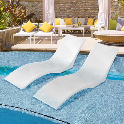 VEVOR In-Pool Lounge Chairs 2 Pcs Chaise Lounger Inside Pool Sun Shelf Lounger