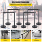 Vevor 8 X Retractable Crowd Control Barriers Queue Pole Barrier Posts Belt Set