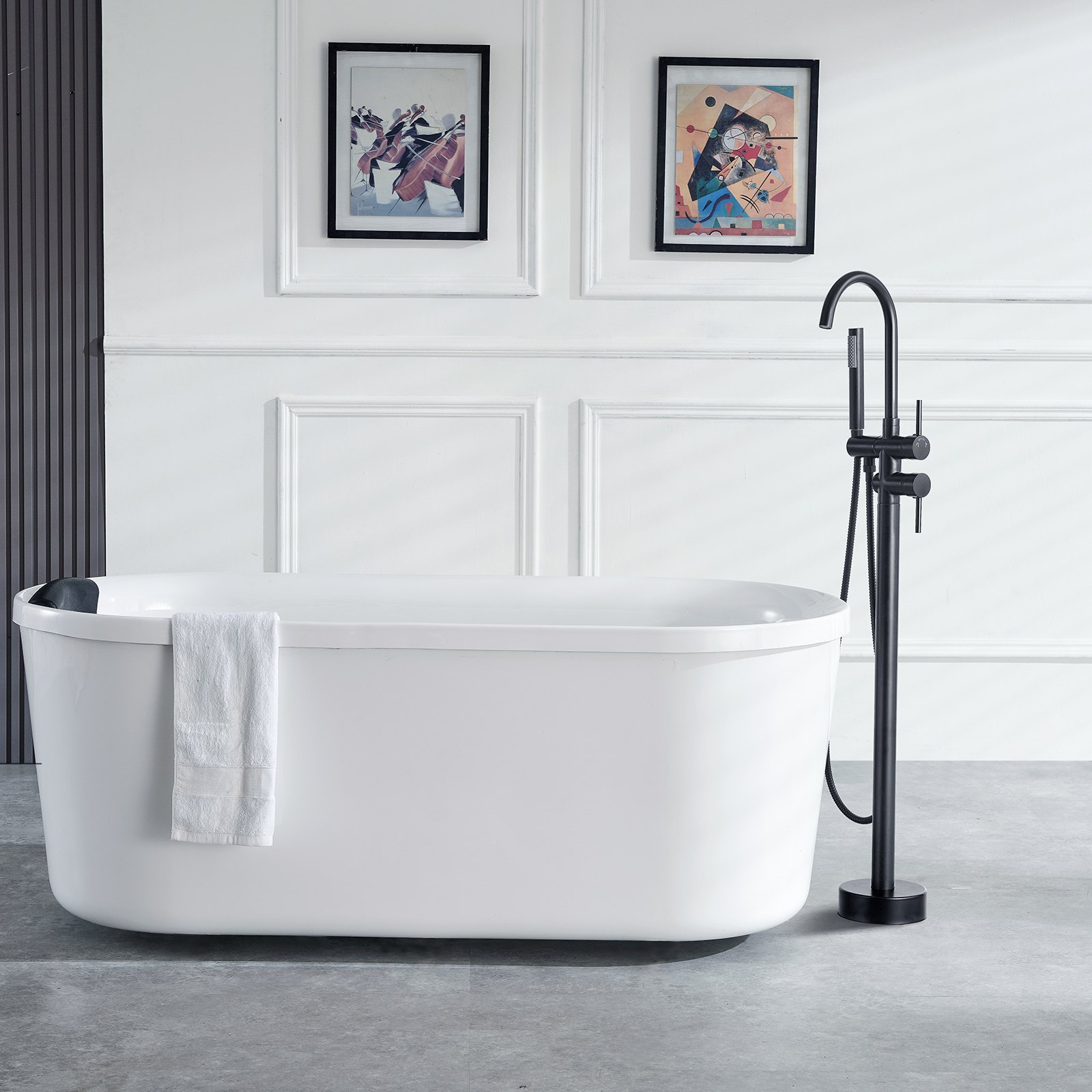 VEVOR Freestanding Bathtub Faucet, Floor Mount, Freestanding Tub Filler, Shower Mixer Taps, Two Water Modes, 360° Swivel Spout, for Bathing & Showering Pet Bathing Cleaning Drains Toilet Flushing