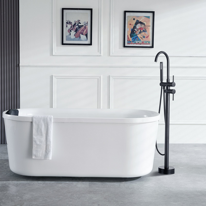 VEVOR Freestanding Bathtub Faucet, Floor Mount, Freestanding Tub Filler, Shower Mixer Taps, Two Water Modes, 360° Swivel Spout, for Bathing & Showering Pet Bathing Cleaning Drains Toilet Flushing