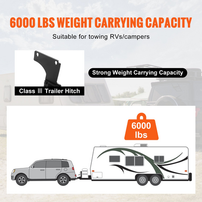 VEVOR Class 3 Trailer Hitch, 2-Inch Receiver, Q455B Steel Tube Frame, Compatible with 2011-2023 Jeep Grand Cherokee, Multi-Fit Hitch to Receive Ball Mount, Cargo Carrier, Bike Rack, Tow Hook, Black