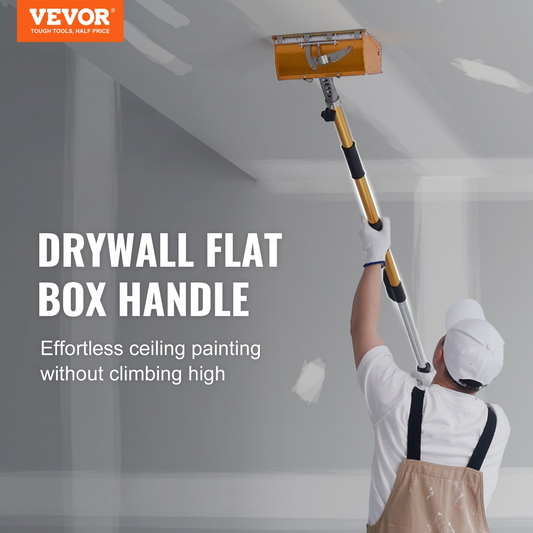 VEVOR Drywall Flat Box Handle, 101.6-1950.7 cm, Anodized Aluminum Flat Finishing Extension Handle, 5-Section Length Adjustable, Non-slip Grip and 360° Painting for Plasterboard, Wallboard, Sheetrock