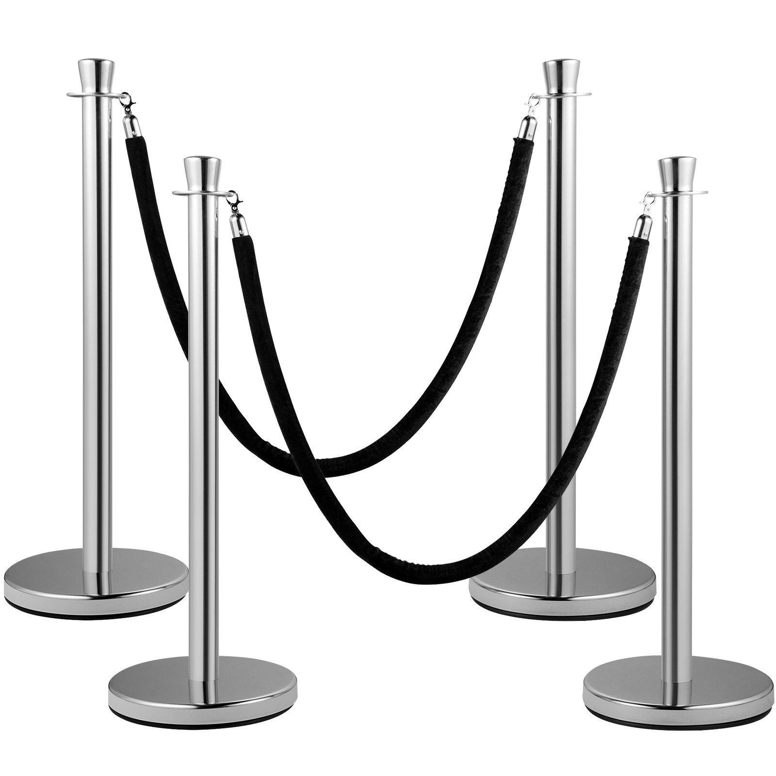VEVOR Crowd Control Stanchion Stanchion Set 2 Pieces Set with Black Velvet Rope