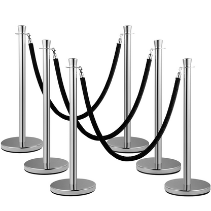 VEVOR Crowd Control Stanchion Stanchion Set 2 Pieces Set with Black Velvet Rope