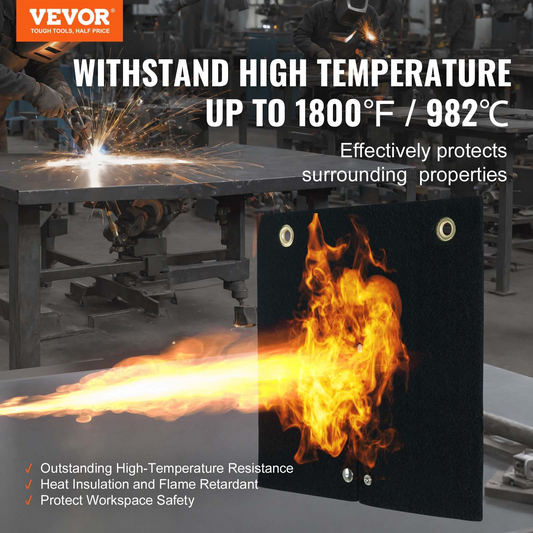 VEVOR Welding Blanket, 305 x 305 mm Carbon Fiber Heat Shield Welding Mat, Up To 1800°F Heat Resistant, Flame Protector Pad Plumbing Hole Propane Torch, Soldering Pad with Metal Grommets for Copper Pipe