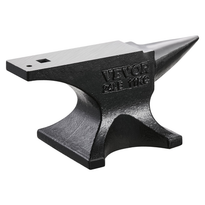 VEVOR Single Horn Anvil 25lbs Cast Steel Anvil Round Horn Anvil for Blacksmiths