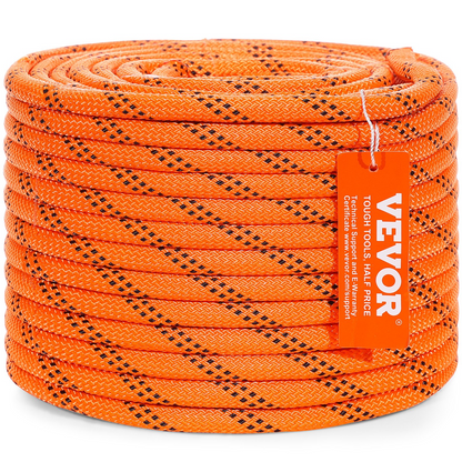 VEVOR Arborist Tree Climbing Rope Double Braid Polyester 3/8"/1 cm x 120'/36.6 m 48-Strand