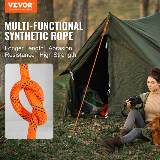 VEVOR Arborist Tree Climbing Rope Double Braid Polyester 3/4"/1.9 cm x 220'/67.1 m 24-Strand