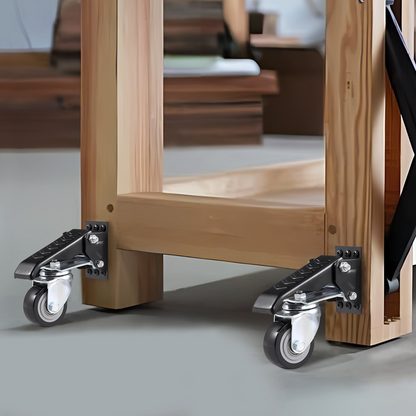 VEVOR Workbench Caster Wheels, 74.8kg Load Capacity, Set of 4, 6.3cm Heavy Duty Retractable Casters, Side Mounted Adjustable Stepdown Wheels with 360° Swivel for Workbenches, Tables, and Equipment
