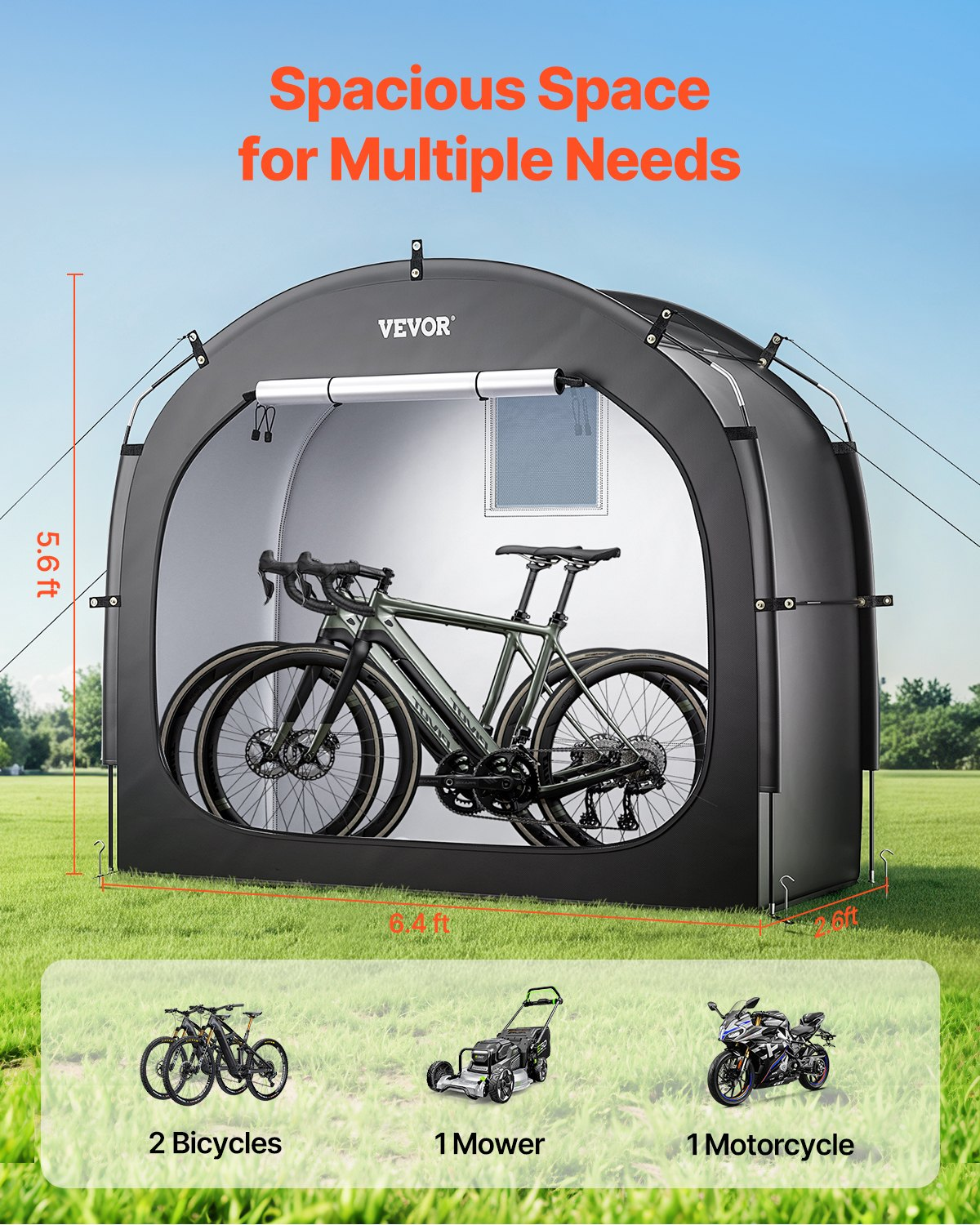 VEVOR Outdoor Bike Storage Tent Spacious Waterproof Bike Tent for 1 to 2 Bikes