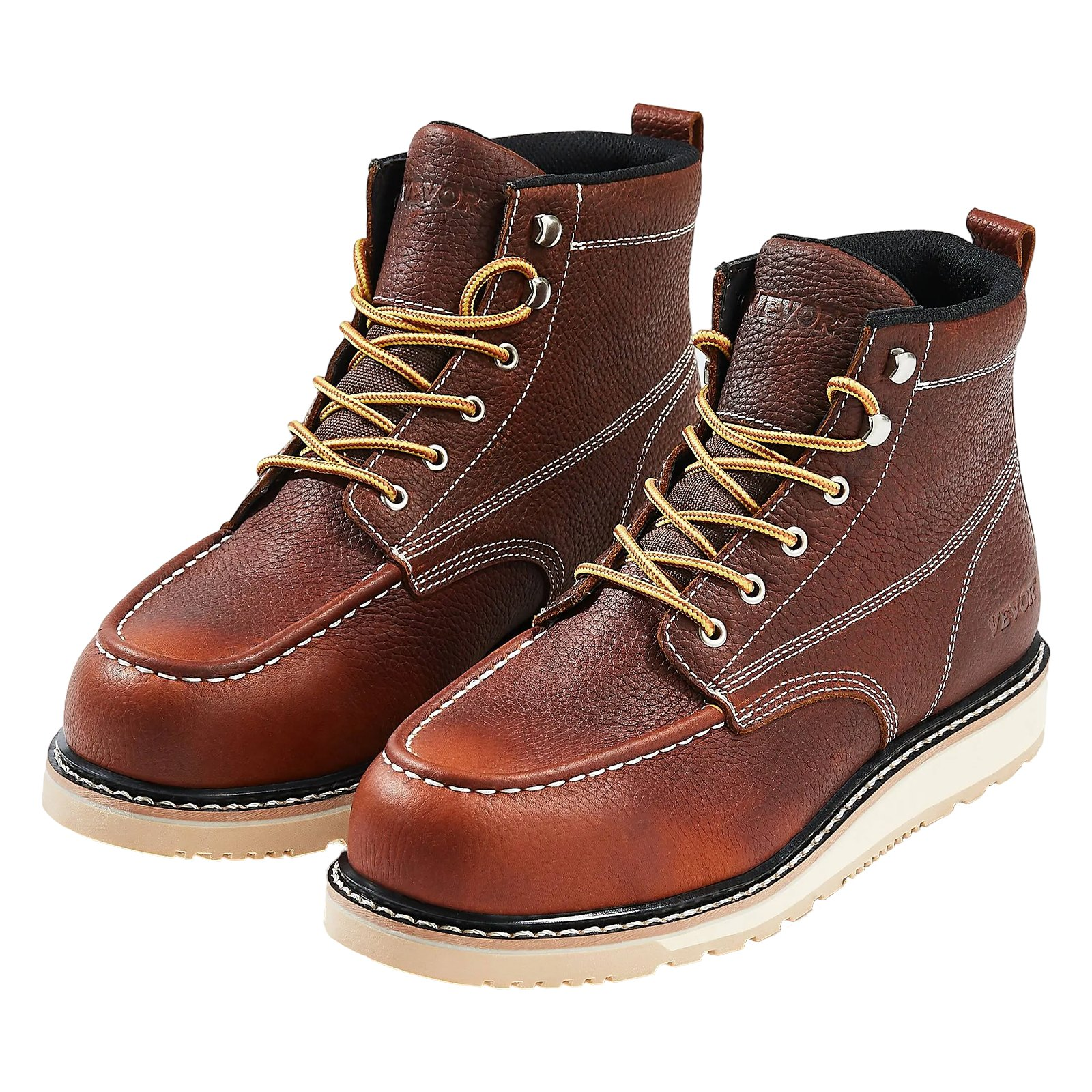VEVOR Steel Toe Work Boots UK Size 7.5 Waterproof Moc Toe for Men Slip-Resistant