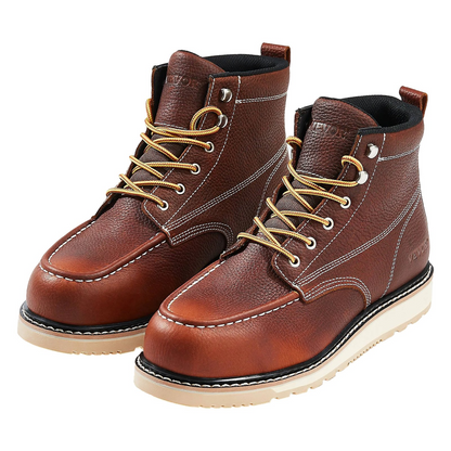 VEVOR Steel Toe Work Boots UK Size 7.5 Waterproof Moc Toe for Men Slip-Resistant