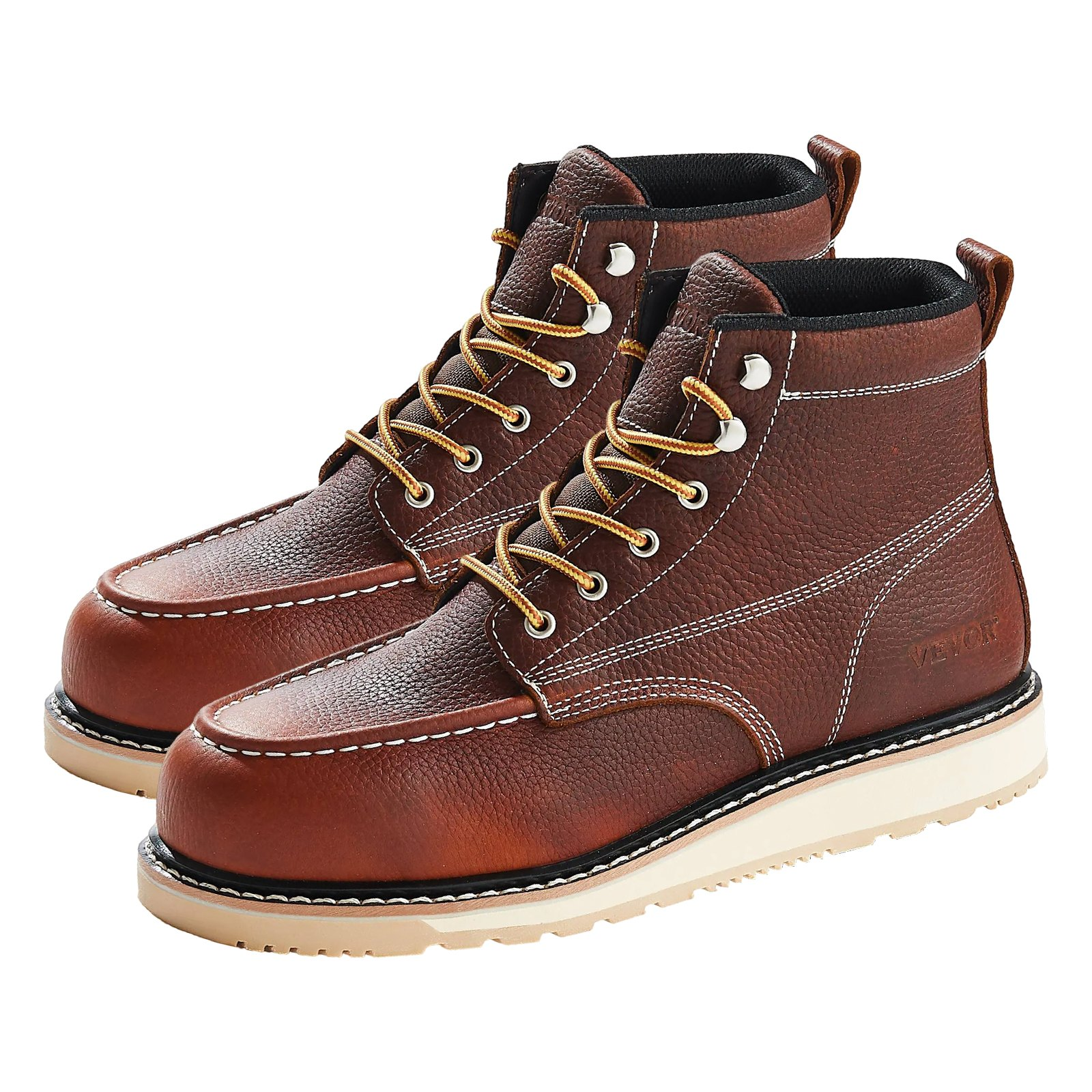 VEVOR Steel Toe Work Boots UK Size 7.5 Waterproof Moc Toe for Men Slip-Resistant