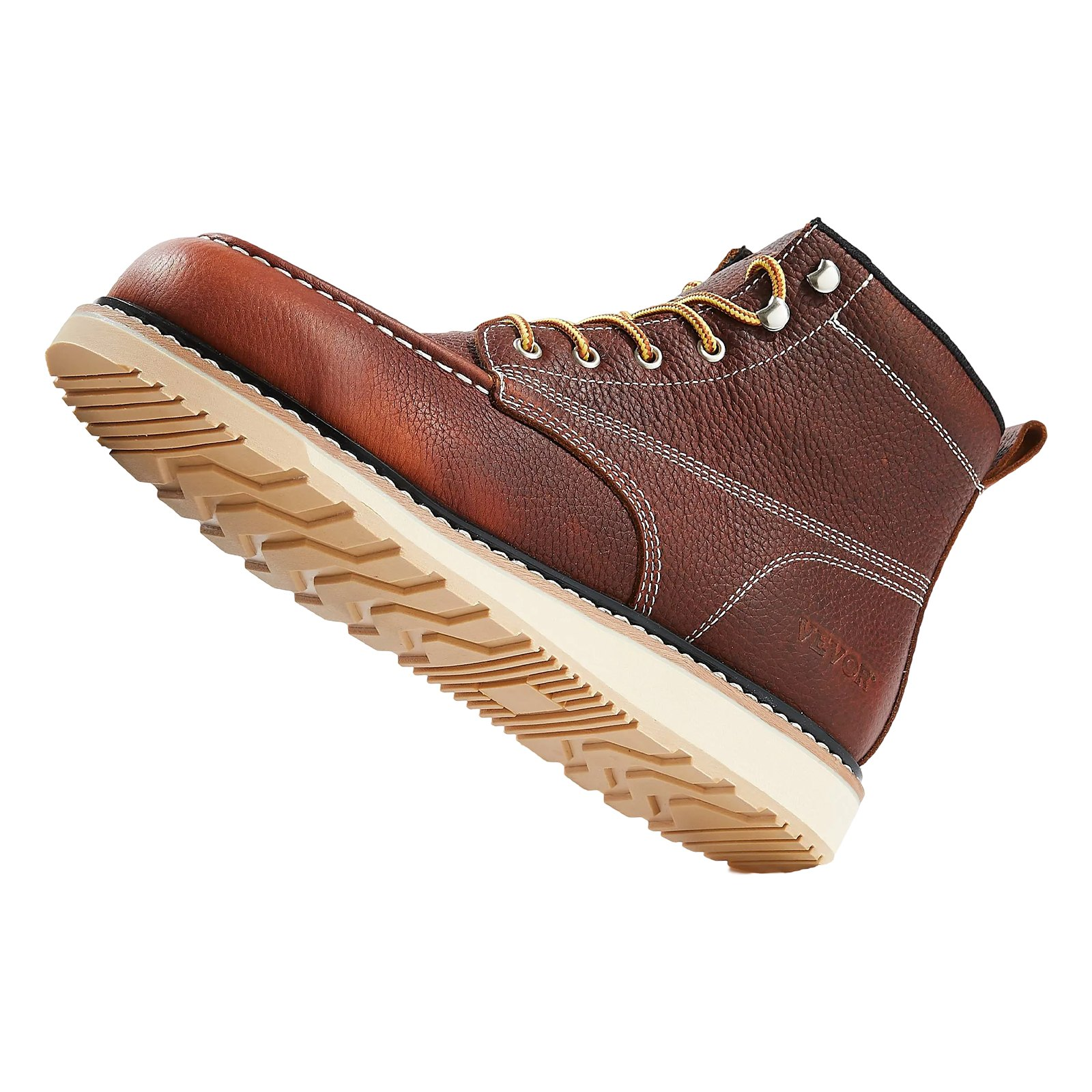 VEVOR Steel Toe Work Boots UK Size 7.5 Waterproof Moc Toe for Men Slip-Resistant