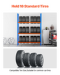 VEVOR Tire Storage Rack 3-Shelf Tire Holder Stand Holds up to 18 Standard Tires
