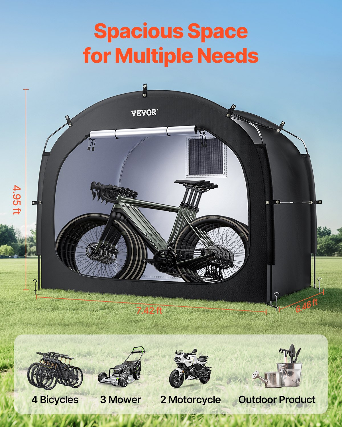 VEVOR Outdoor Bike Storage Tent Spacious Waterproof Bike Tent for 4 to 5 Bikes