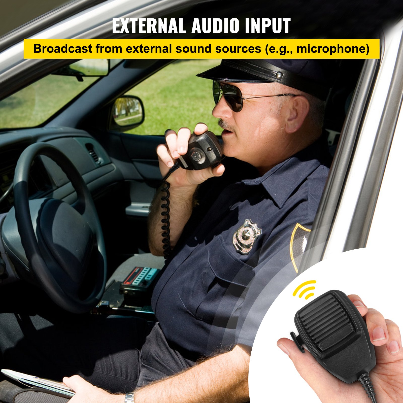 VEVOR Police Sirens 200W 9-Tone Car Warning Alarm Handhold Microphone Light Control Switches Emergency Electronic PA System for Cars Fire Trucks