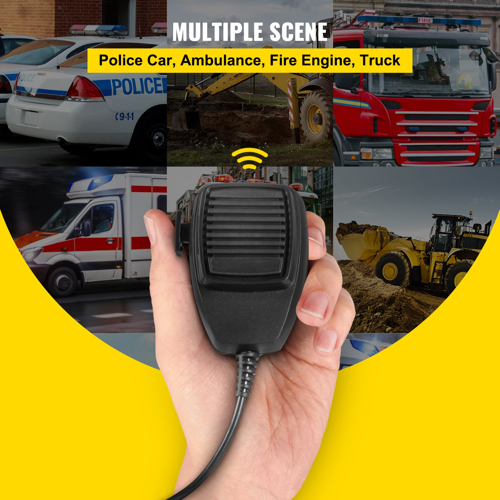VEVOR Police Sirens 200W 9-Tone Car Warning Alarm Handhold Microphone Light Control Switches Emergency Electronic PA System for Cars Fire Trucks