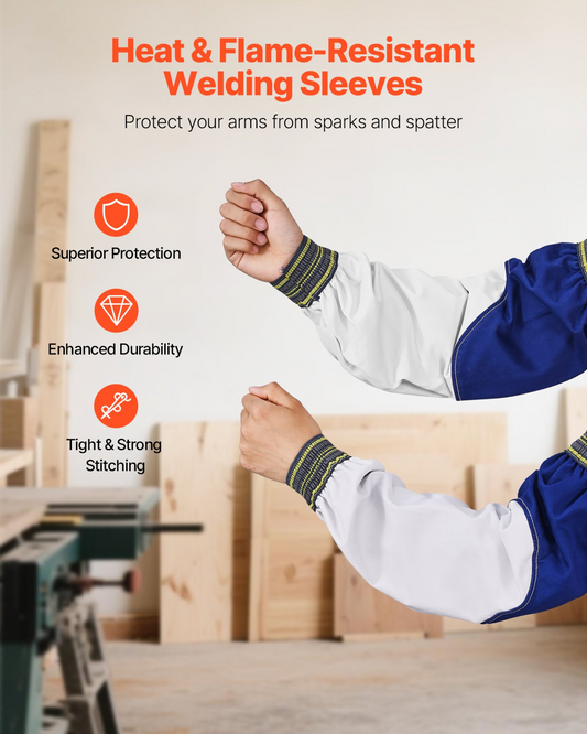 VEVOR Flame Resistant Welding Sleeves Heavy Duty Sheepskin & FR Cotton Sleeves