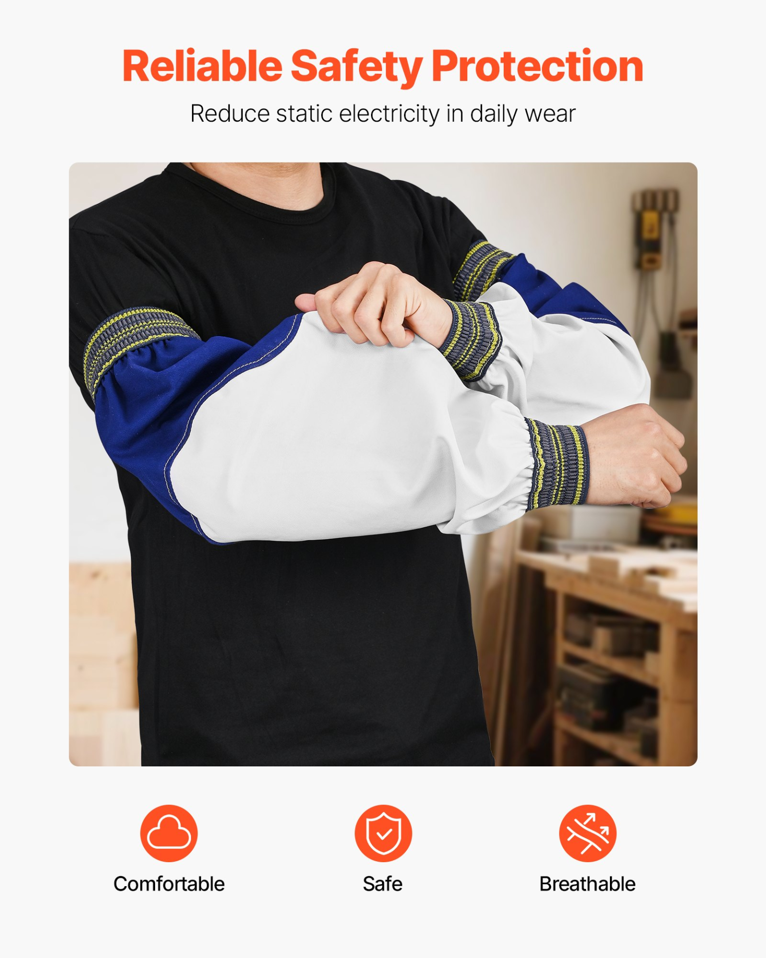 VEVOR Flame Resistant Welding Sleeves Heavy Duty Sheepskin & FR Cotton Sleeves