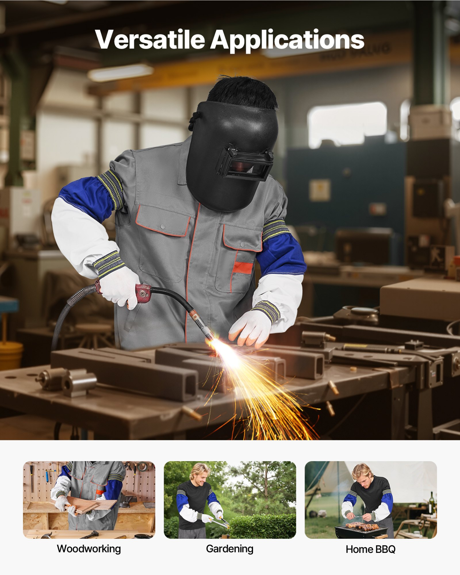 VEVOR Flame Resistant Welding Sleeves Heavy Duty Sheepskin & FR Cotton Sleeves