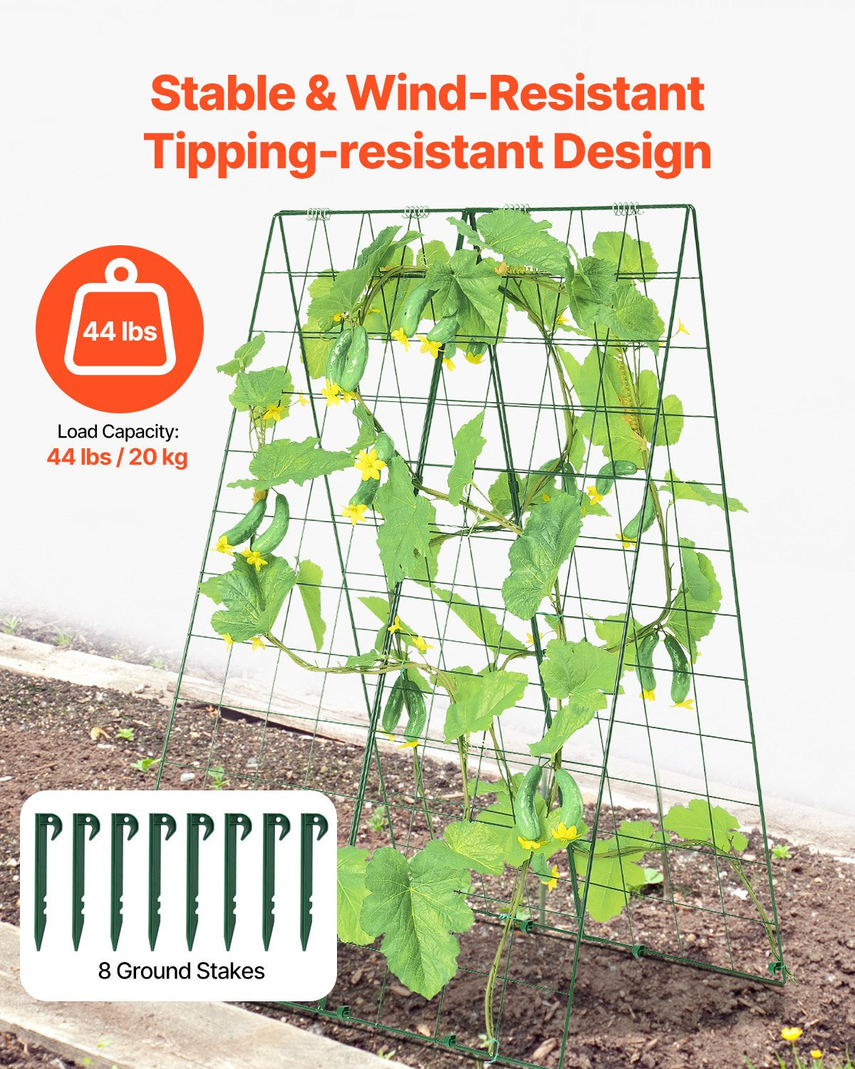 VEVOR A-Frame Cucumber Trellis 46" x 32" Foldable Metal Garden Trellis