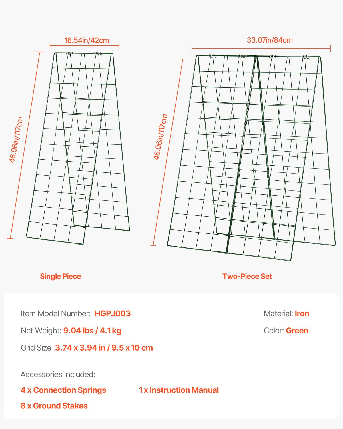 VEVOR A-Frame Cucumber Trellis 46" x 32" Foldable Metal Garden Trellis