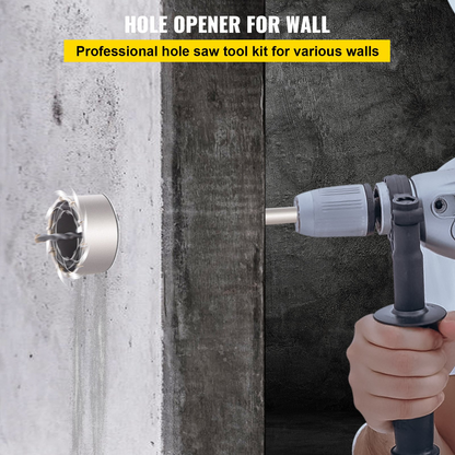 VEVOR Concrete Hole Saw Kit, 30/40/65/80/100mm Drill Bit Set SDS Plus or SDS Max Shank Wall Hole Cutter with 11.8"/300 mm Connecting Rod for Brick, Concrete, Cement, Stone Wall, Masonry, Tile