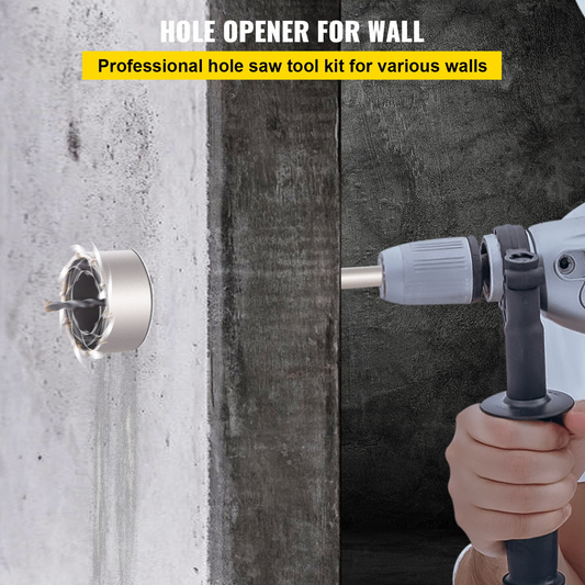VEVOR Concrete Hole Saw Kit, 30/40/65/80/100mm Drill Bit Set SDS Plus or SDS Max Shank Wall Hole Cutter with 11.8"/300 mm Connecting Rod for Brick, Concrete, Cement, Stone Wall, Masonry, Tile