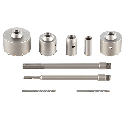 VEVOR Concrete Hole Saw Kit, 30/40/65/80/100mm Drill Bit Set SDS Plus or SDS Max Shank Wall Hole Cutter with 11.8"/300 mm Connecting Rod for Brick, Concrete, Cement, Stone Wall, Masonry, Tile
