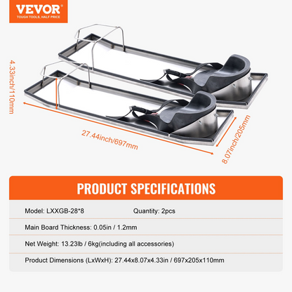 VEVOR Concrete Knee Boards Slider Knee Boards 28” x 8” Kneeler Board Stainless Steel Kneedboards  Concrete Sliders Pair Moving Sliders w/ Concrete Knee Pads & Board Straps for Concrete Finishing