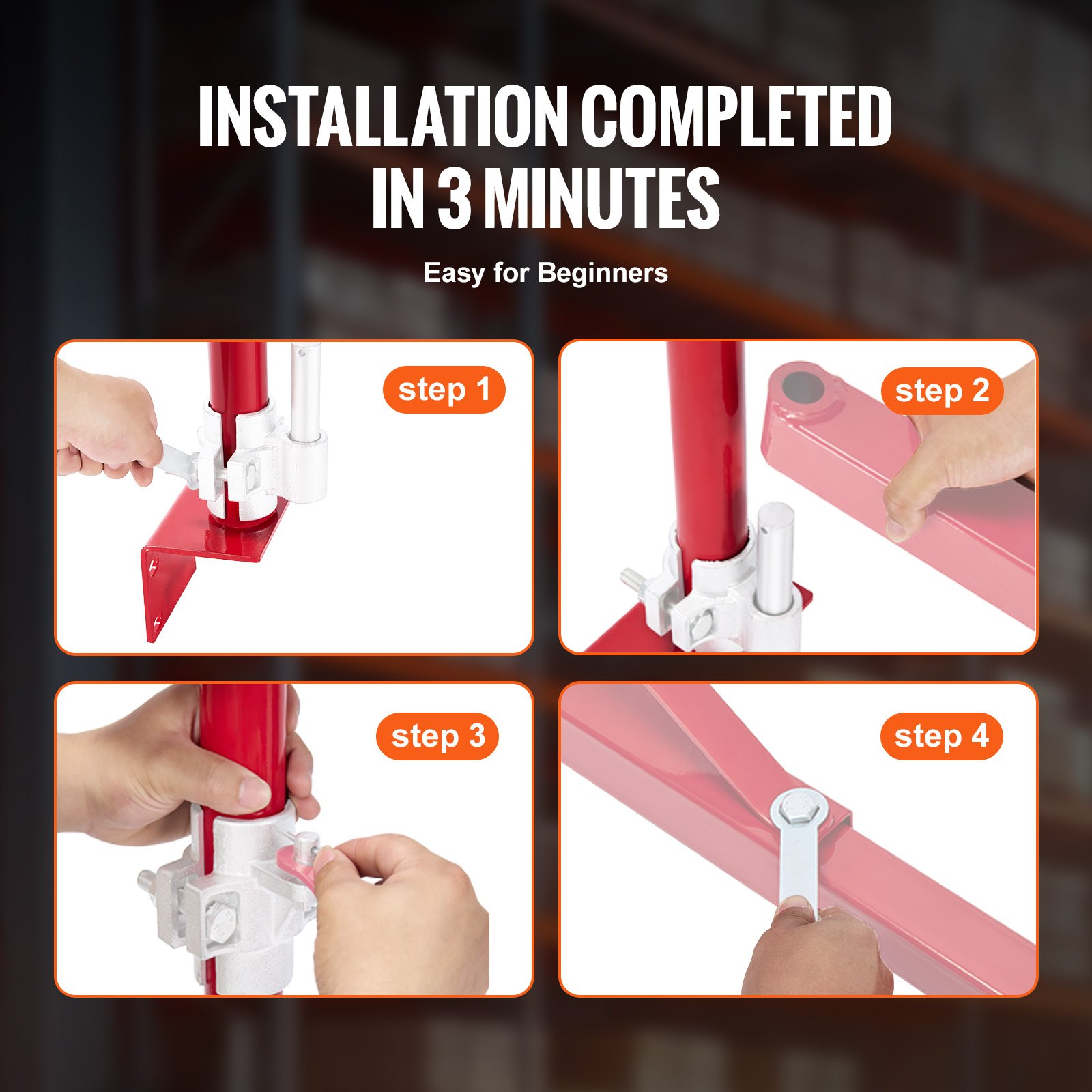 VEVOR Electric Hoist Support Pole, 1000 kg Max Load Capacity, Electric Hoist Holder, Carbon Steel Hoist Frame, Scaffold Mount Hoist Lifting Pole, Winch Hoist Pillar for Lifting, Workshop, Garage