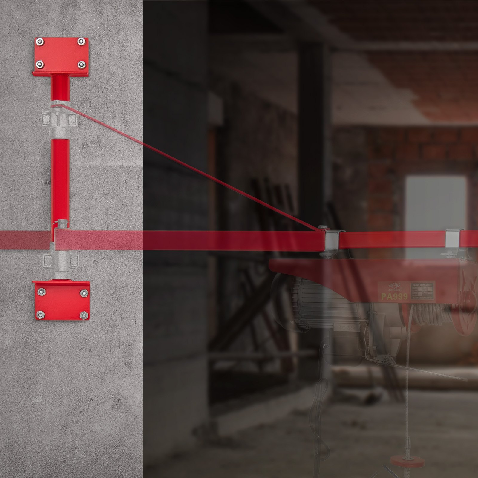 VEVOR Electric Hoist Support Pole, 1000 kg Max Load Capacity, Electric Hoist Holder, Carbon Steel Hoist Frame, Scaffold Mount Hoist Lifting Pole, Winch Hoist Pillar for Lifting, Workshop, Garage