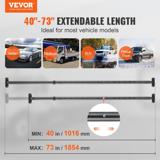 VEVOR Adjustable Cargo Bar Pickup Truck Bed Holder Ratcheting Stabilizer 101.6-185.4 cm