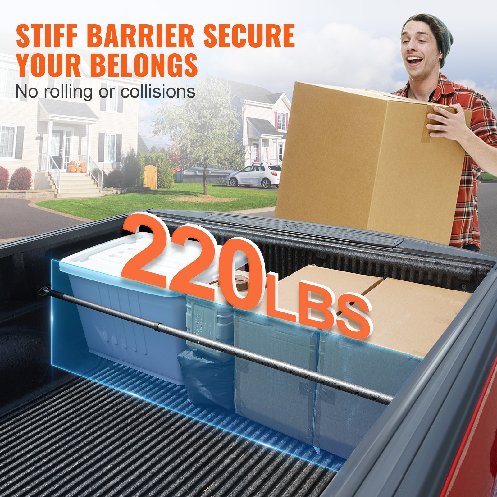 VEVOR Adjustable Cargo Bar Pickup Truck Bed Holder Ratcheting Stabilizer 101.6-185.4 cm