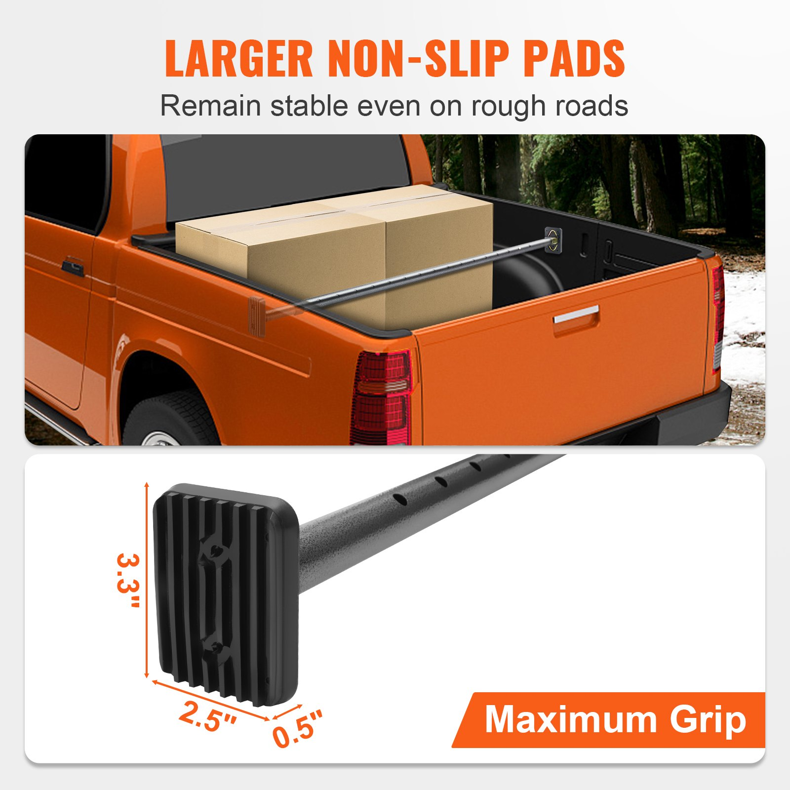 VEVOR Adjustable Cargo Bar Pickup Truck Bed Holder Ratcheting Stabilizer 101.6-185.4 cm